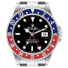 Rolex GMT Master II Pepsi Red and Blue Bezel Steel Mens Watch 16710 Box Papers