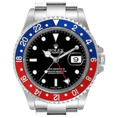 Rolex GMT Master II Pepsi Red and Blue Bezel Steel Mens Watch 16710 Box Papers