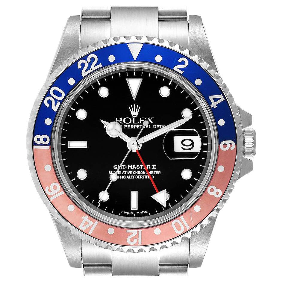 Rolex GMT Master II Pepsi Red and Blue Bezel Steel Mens Watch 16710 For  Sale at 1stDibs