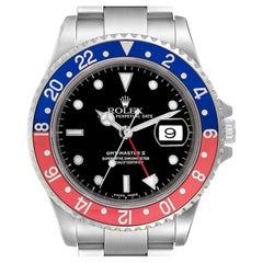 Vintage Rolex GMT Master II Pepsi Red and Blue Bezel Steel Mens Watch 16710