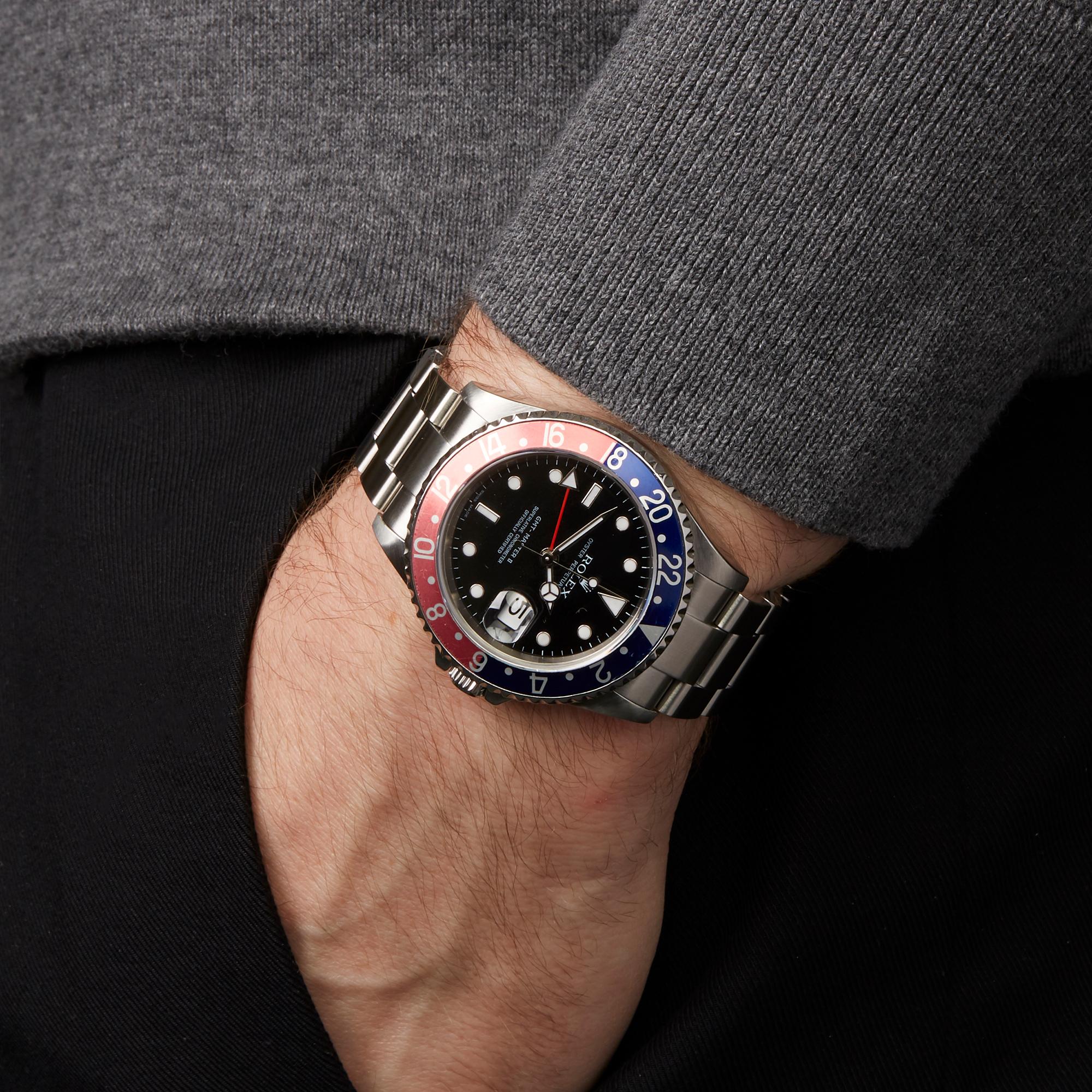 Men's Rolex GMT-Master II Pepsi Stainless Steel 16710 Wristwatch