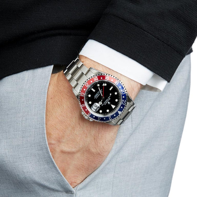 Rolex GMTMaster II Pepsi Stainless Steel 16710 at 1stDibs