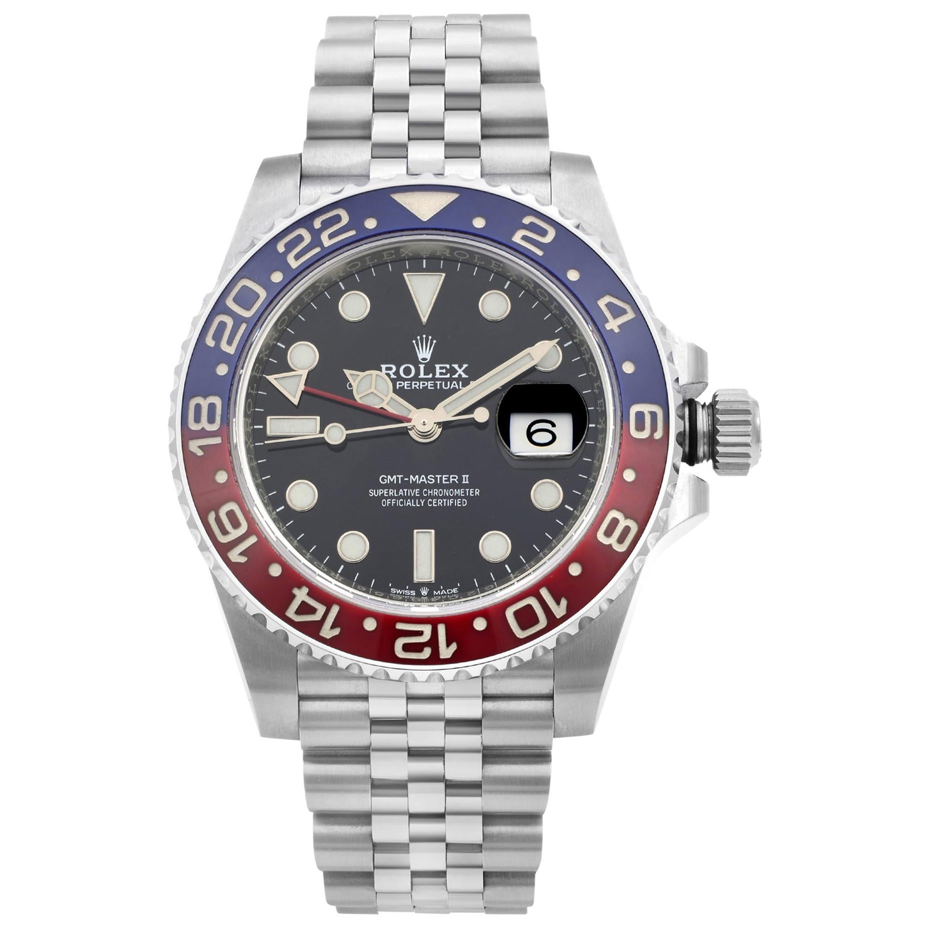 Rolex GMT Master II Pepsi Steel Black Dial Automatic Men's Watch 126710BLRO