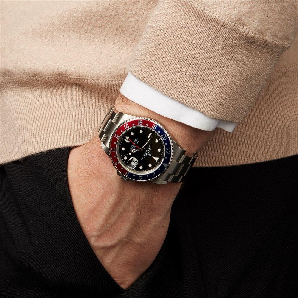 Rolex GMT-Master II Rectangular Dial NOS Pepsi Stainless Steel 16710 Wristwatch 1