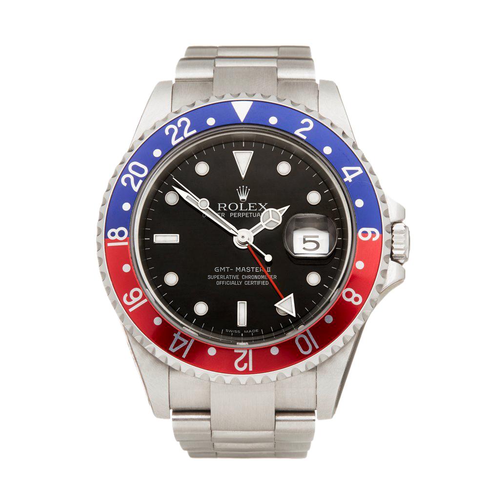 Rolex GMT-Master II Rectangular Dial NOS Pepsi Stainless Steel 16710 Wristwatch