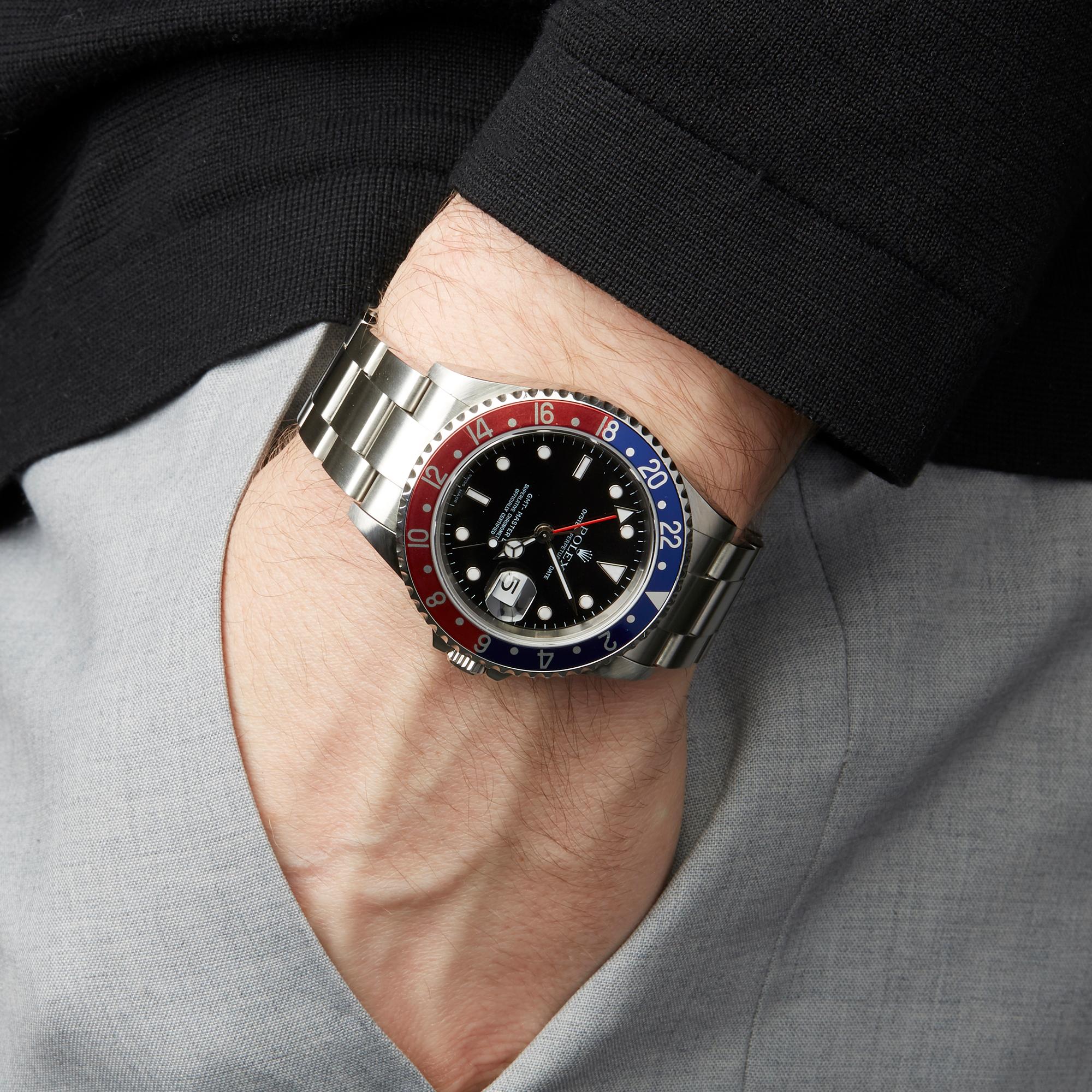 Rolex GMT Master II Rectangular Dial Pepsi Stainless Steel 16710 Wristwatch 1