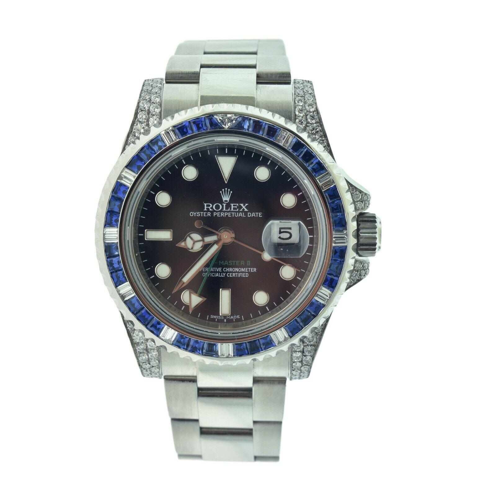 Brilliance Jewels, Miami
Questions? Call Us Anytime!
786,482,8100

Brand: Rolex

Model Name: GMT Master II

Model Number: 116710

Movement: Automatic

Case Size: 40 mm

Case Material: Stainless Steel with 70 Round Brilliant Cut Diamonds

Dial Color: