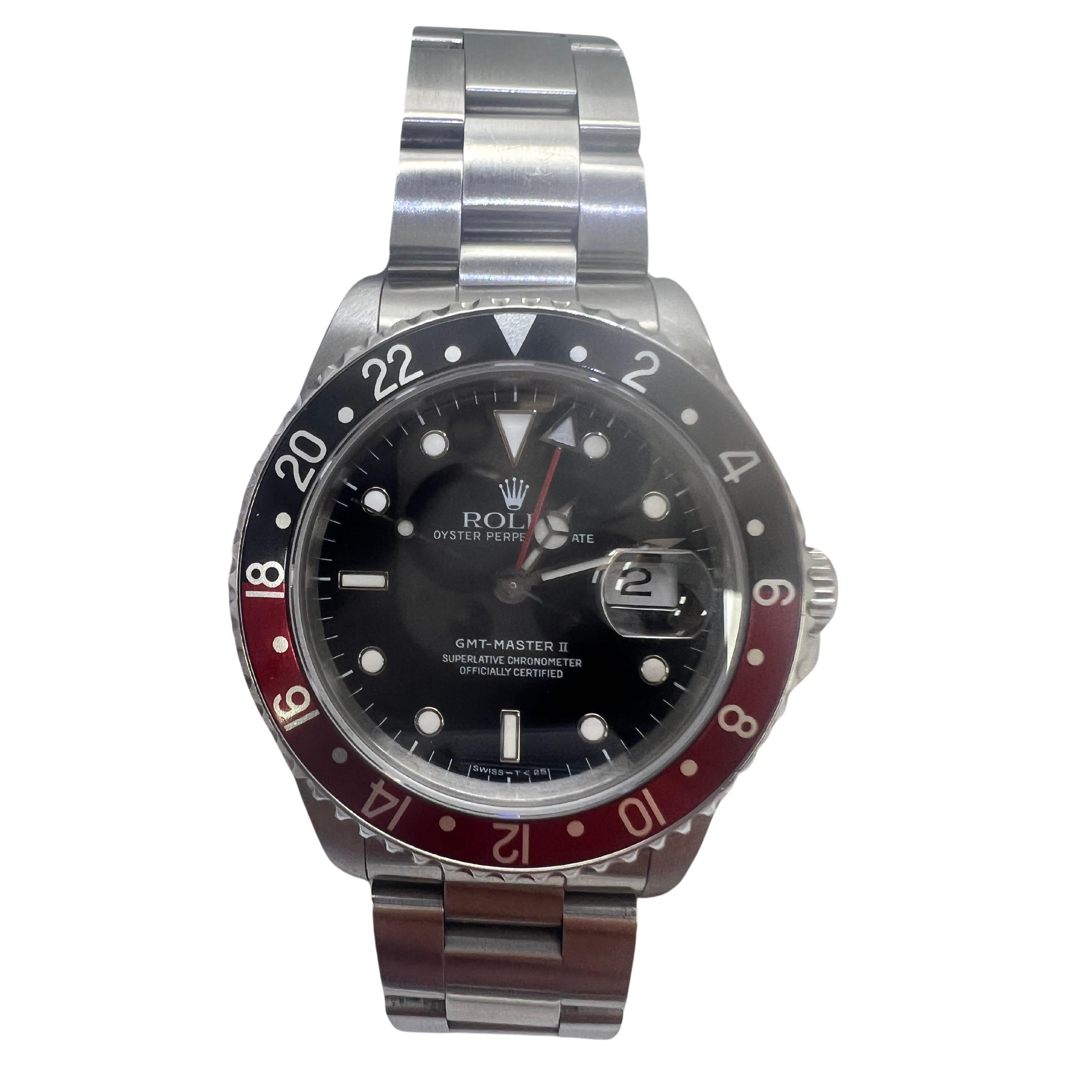 Rolex GMT-Master II Ref 16710 Red & Black Coke Men's Watch For Sale