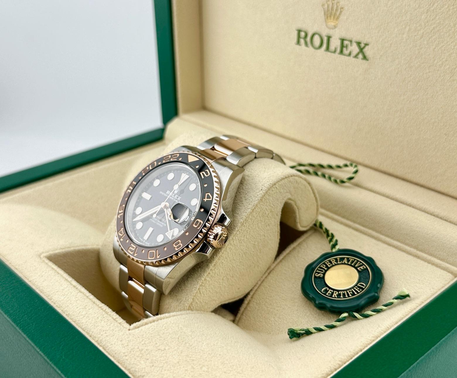 Uomo Rolex GMT Master II Root Beer 126711CHNR Ceramica Oro Rosa 18K Acciaio Scatola Libretto in vendita
