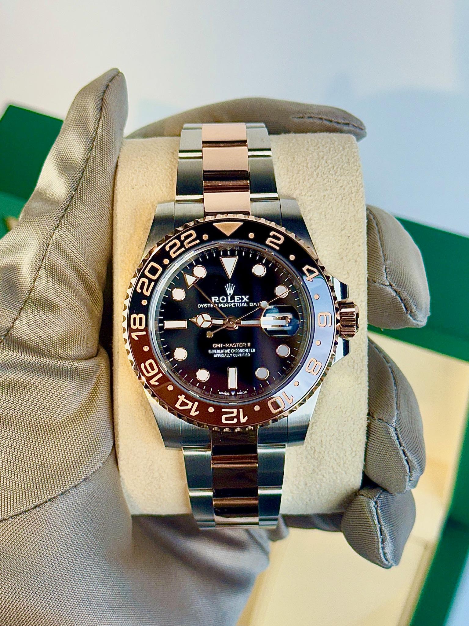 Rolex GMT Master II „Root Beer“ Schwarzes Zifferblatt RG/SS Datum:2020 Stil:126711CHNR im Zustand „Hervorragend“ in Beverly Hills, CA