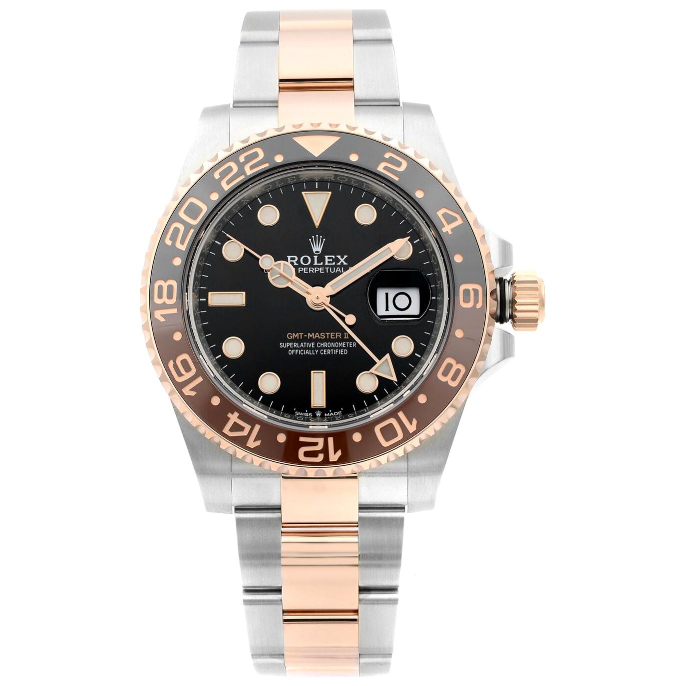Rolex GMT-Master II Root Beer Gold Steel Black Dial Men
s Watch 126711CHNR