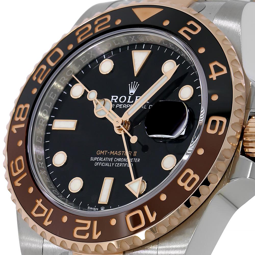 Modern Rolex GMT Master II Root Beer Stainless Steel and Rose Gold Watch 126711CHNR For Sale