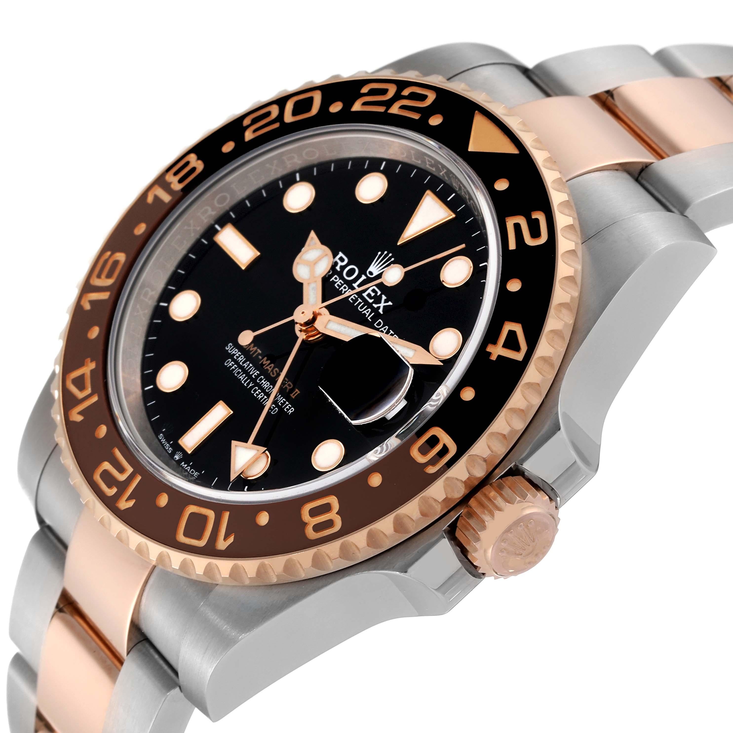 Men's Rolex GMT Master II Root Beer Steel Rose Gold Mens Watch 126711 Box Card For Sale