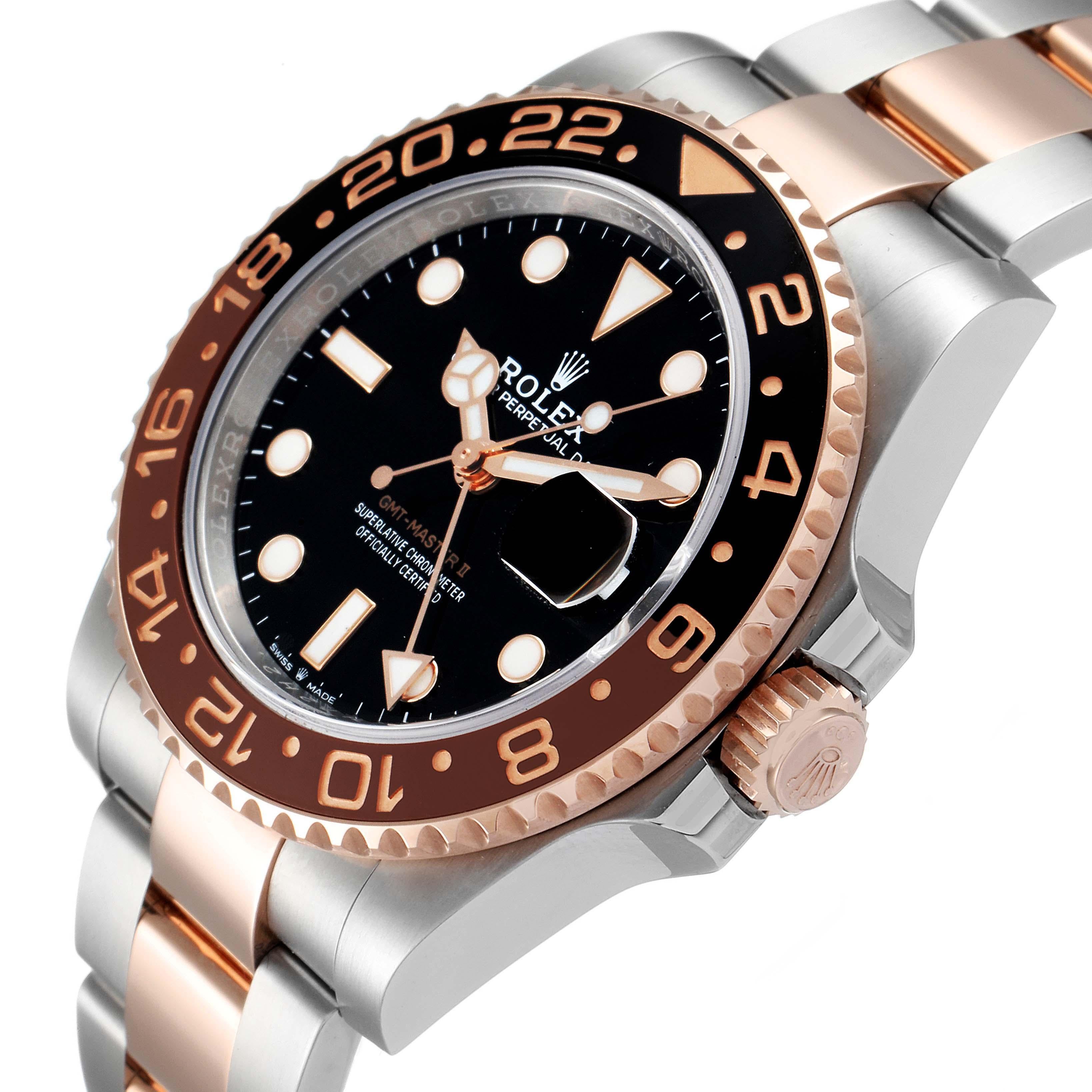 Men's Rolex GMT Master II Root Beer Steel Rose Gold Mens Watch 126711 Box Card For Sale
