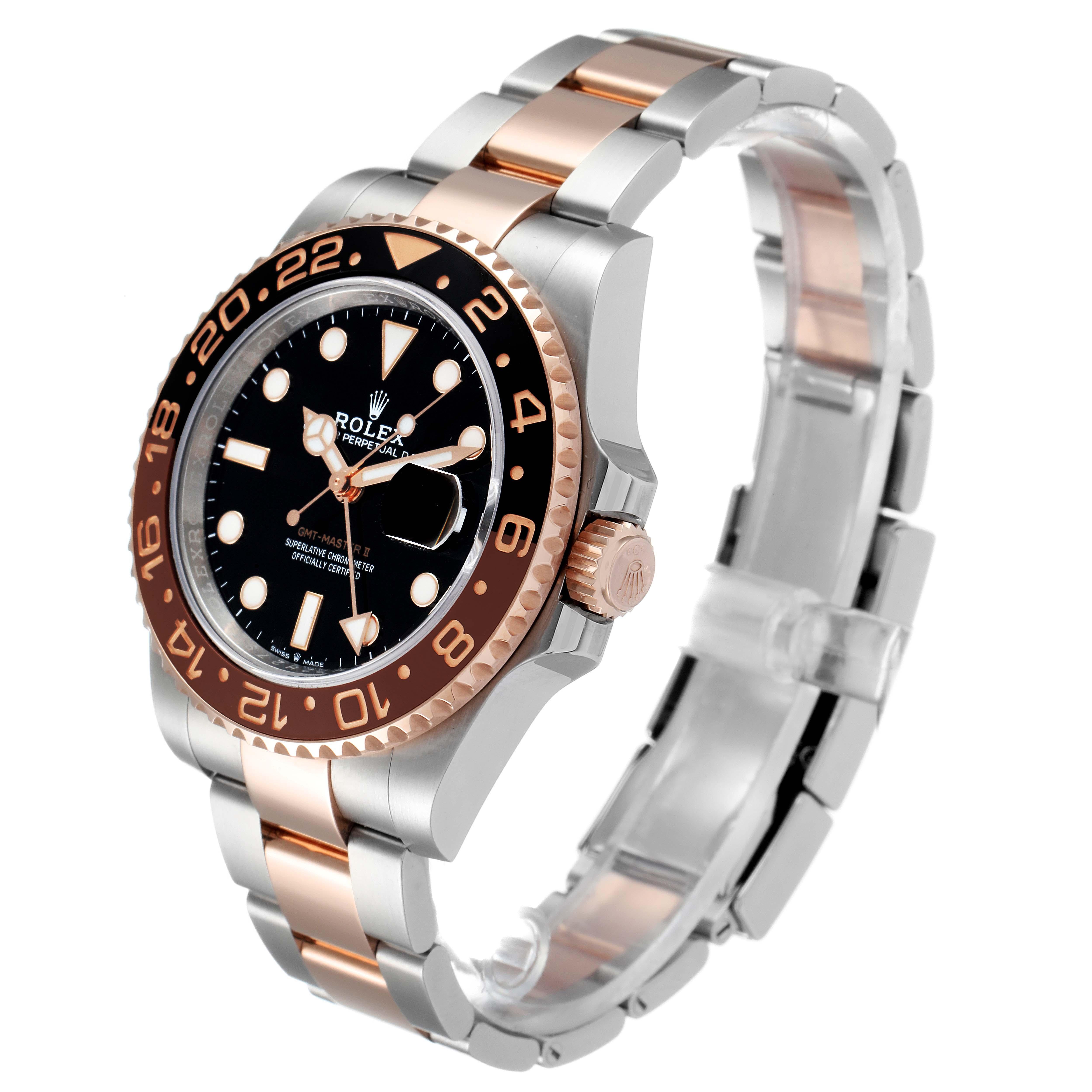 Rolex GMT Master II Root Beer Steel Rose Gold Mens Watch 126711 Box Card For Sale 1