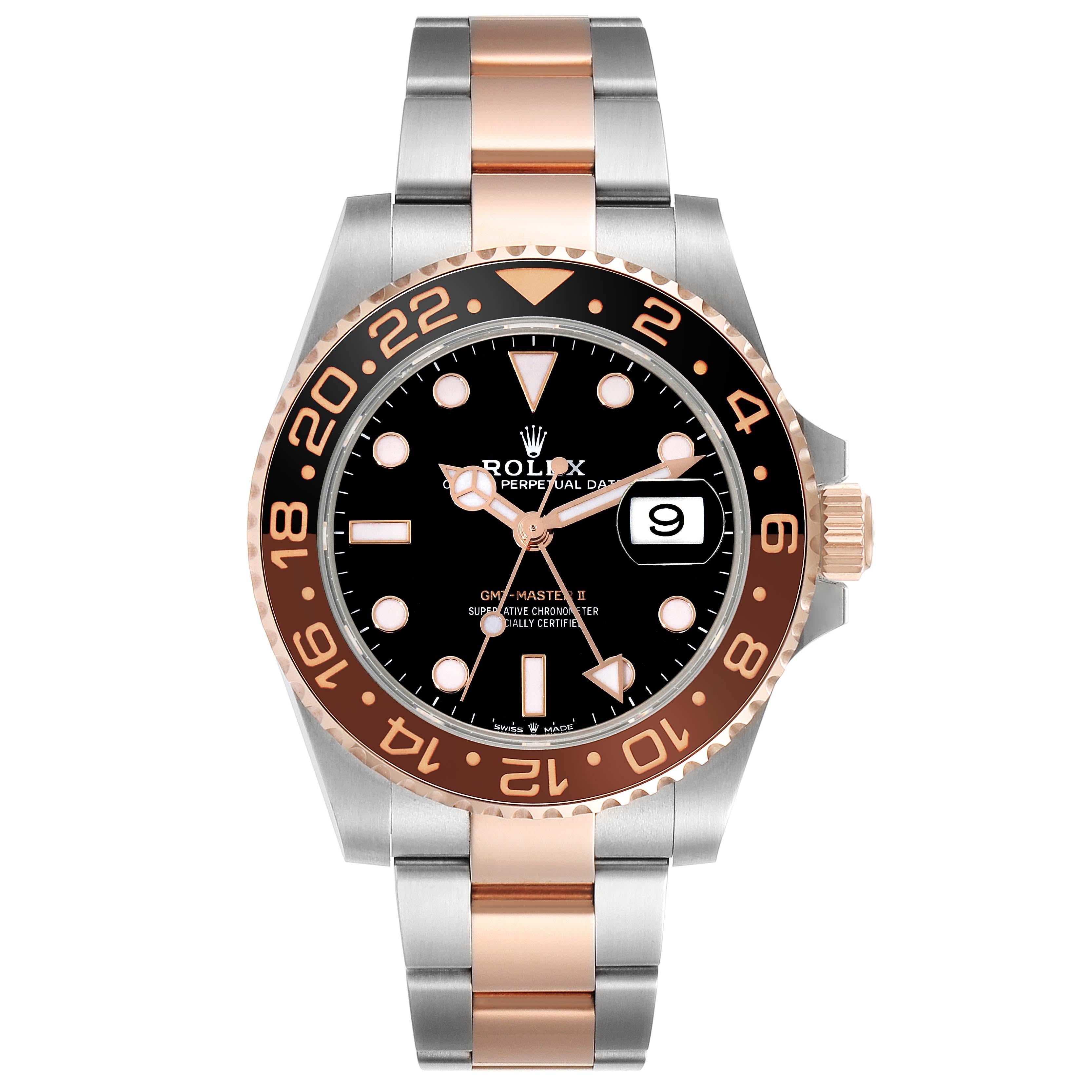 Rolex GMT Master II Root Beer Steel Rose Gold Mens Watch 126711 Box Card For Sale 1