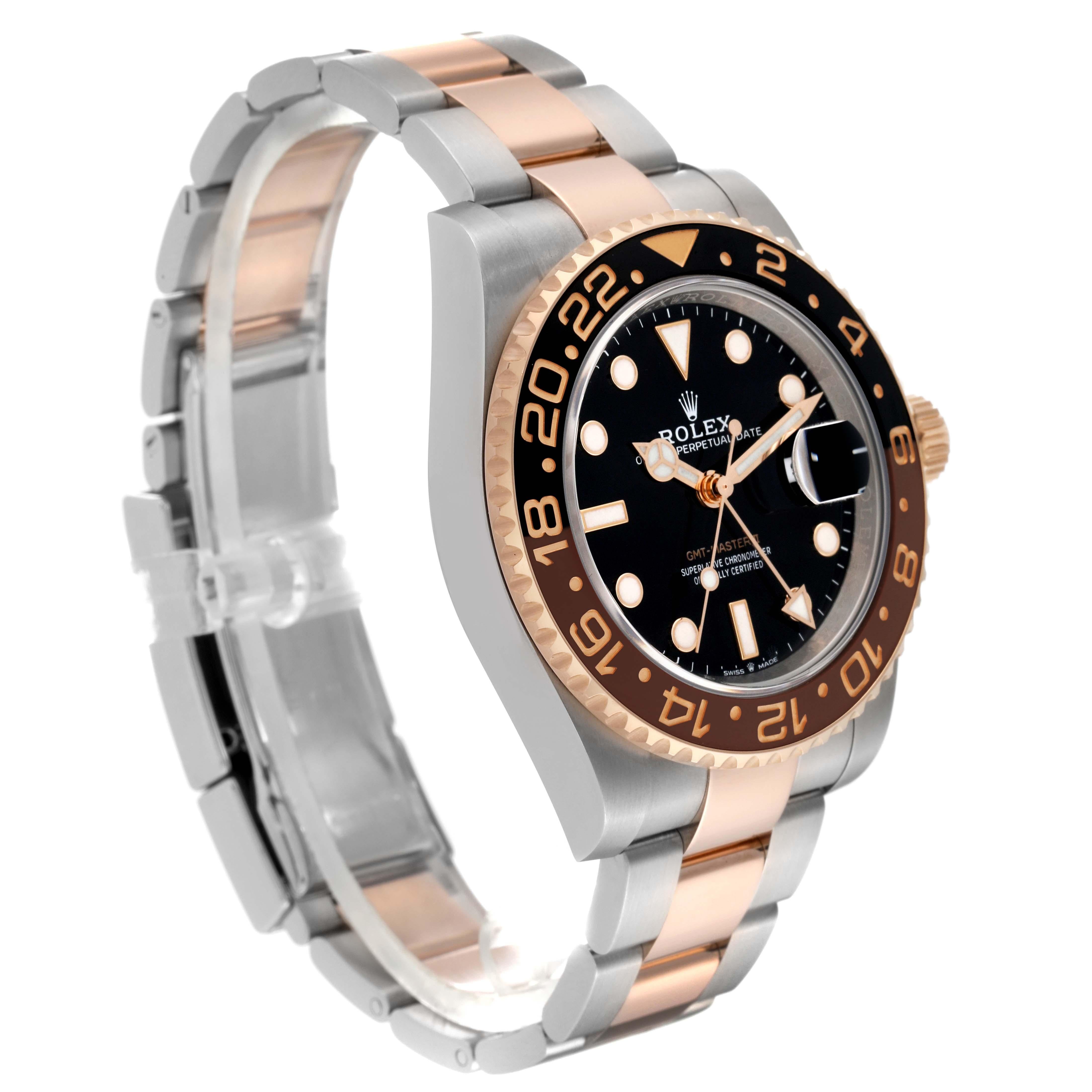 Rolex GMT Master II Root Beer Steel Rose Gold Mens Watch 126711 Box Card For Sale 2