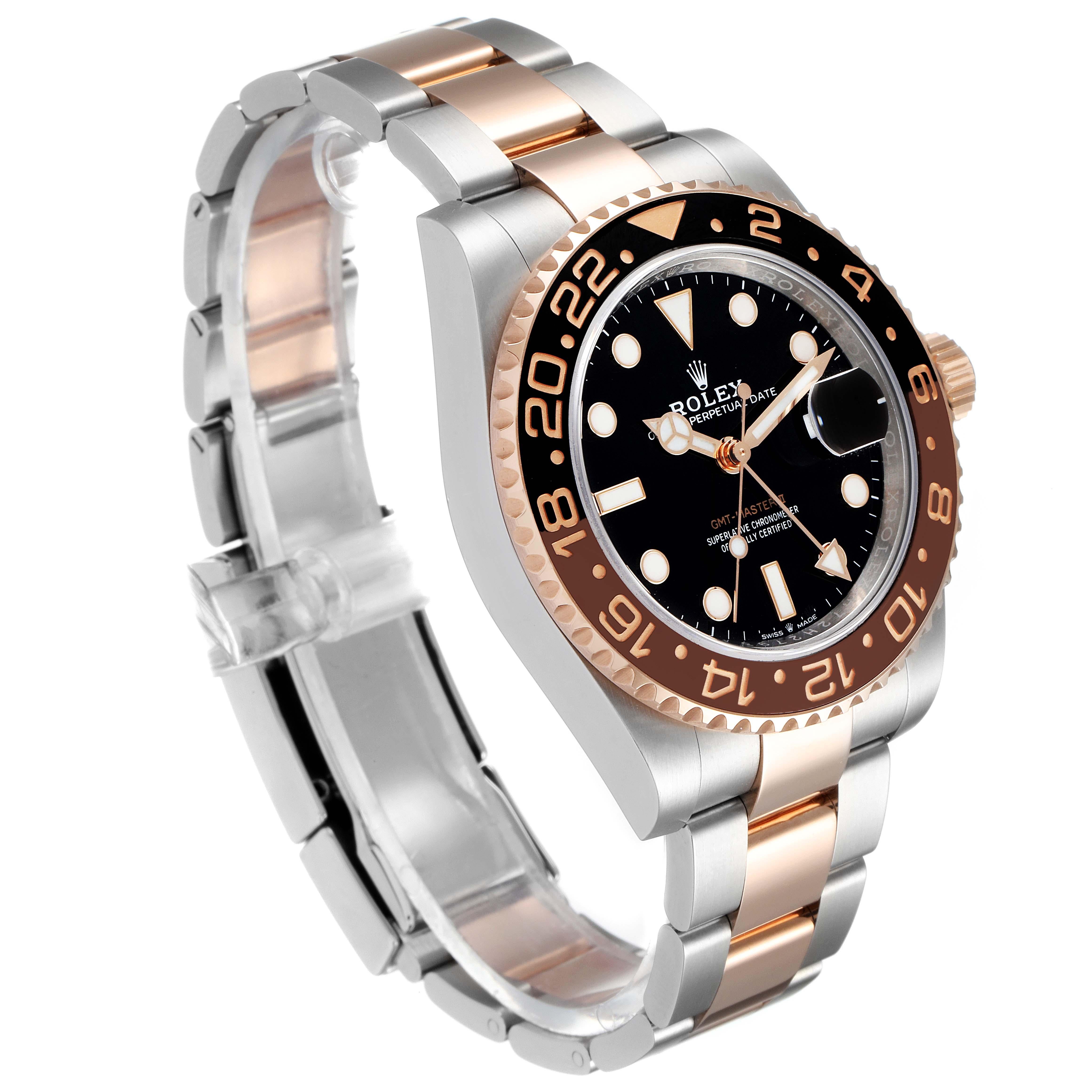 Rolex GMT Master II Root Beer Steel Rose Gold Mens Watch 126711 Box Card For Sale 3