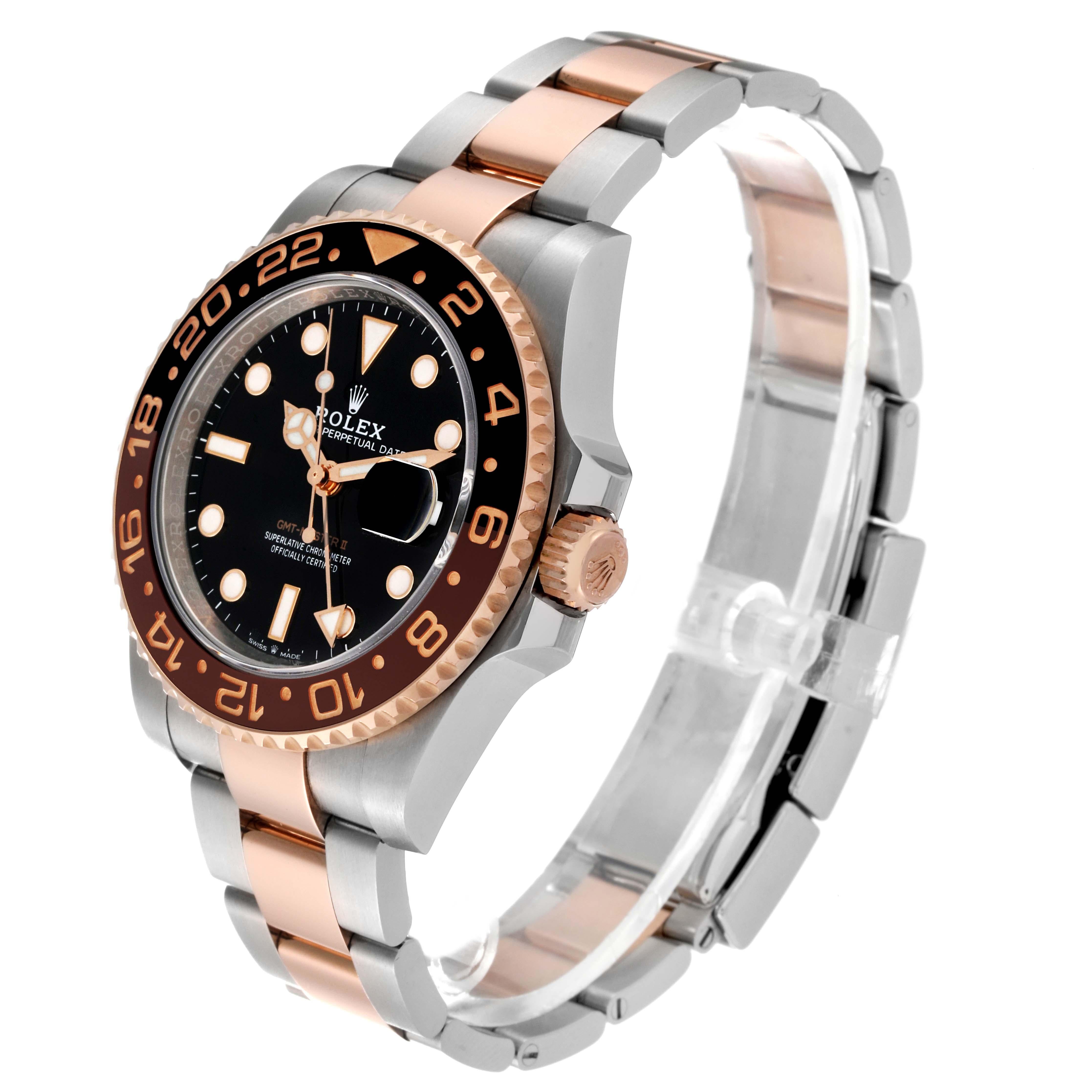 Rolex GMT Master II Root Beer Steel Rose Gold Mens Watch 126711 Box Card For Sale 3