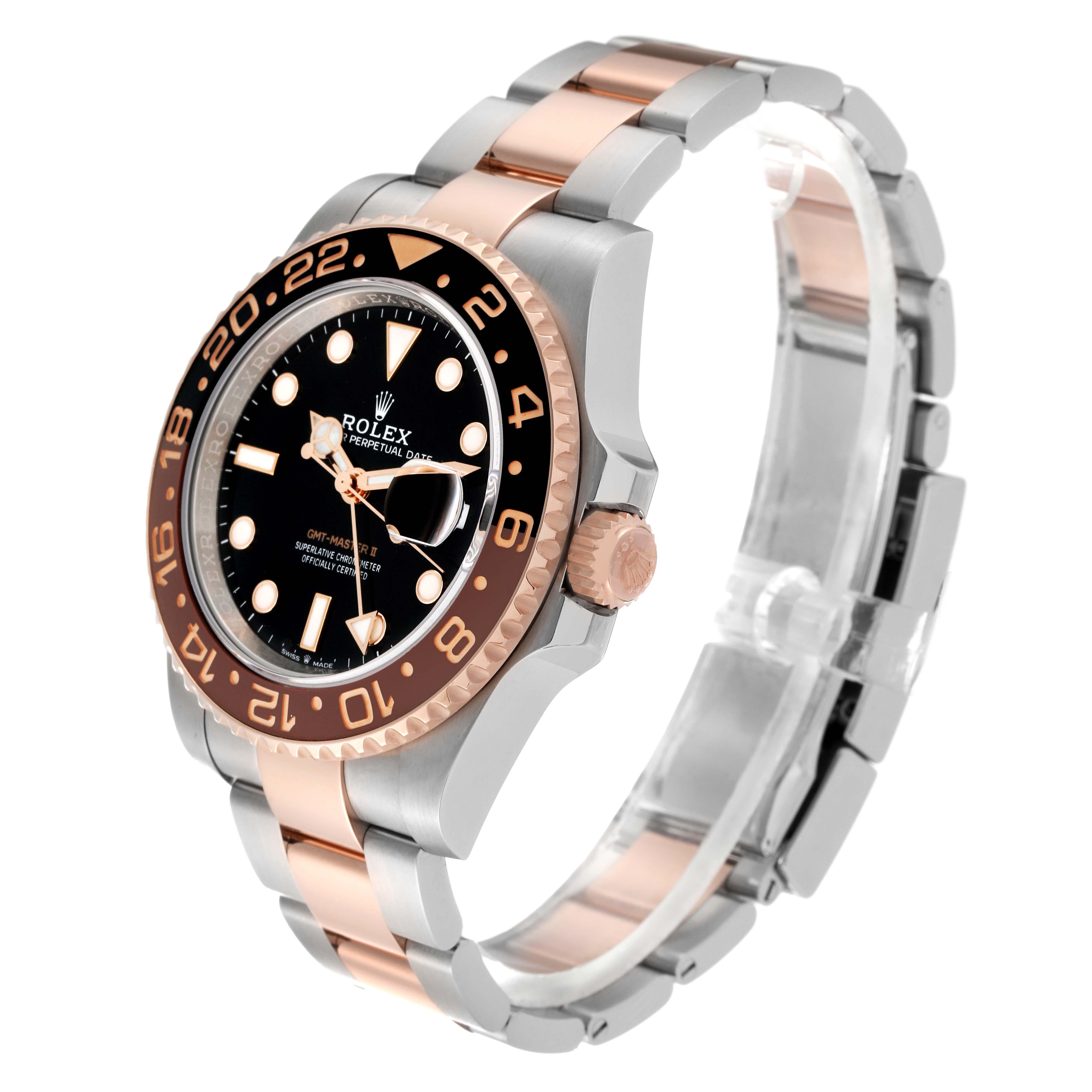 Rolex GMT Master II Root Beer Steel Rose Gold Mens Watch 126711 Box Card For Sale 4