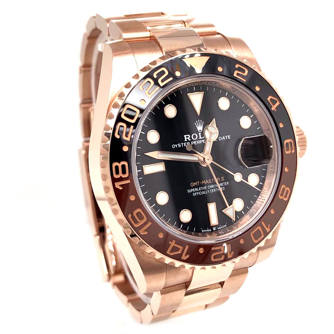 Rolex GMT-Master II Rootbeer 18 Karat Rose Gold and Ceramic Bezel 126715CHNR In New Condition In Aventura, FL