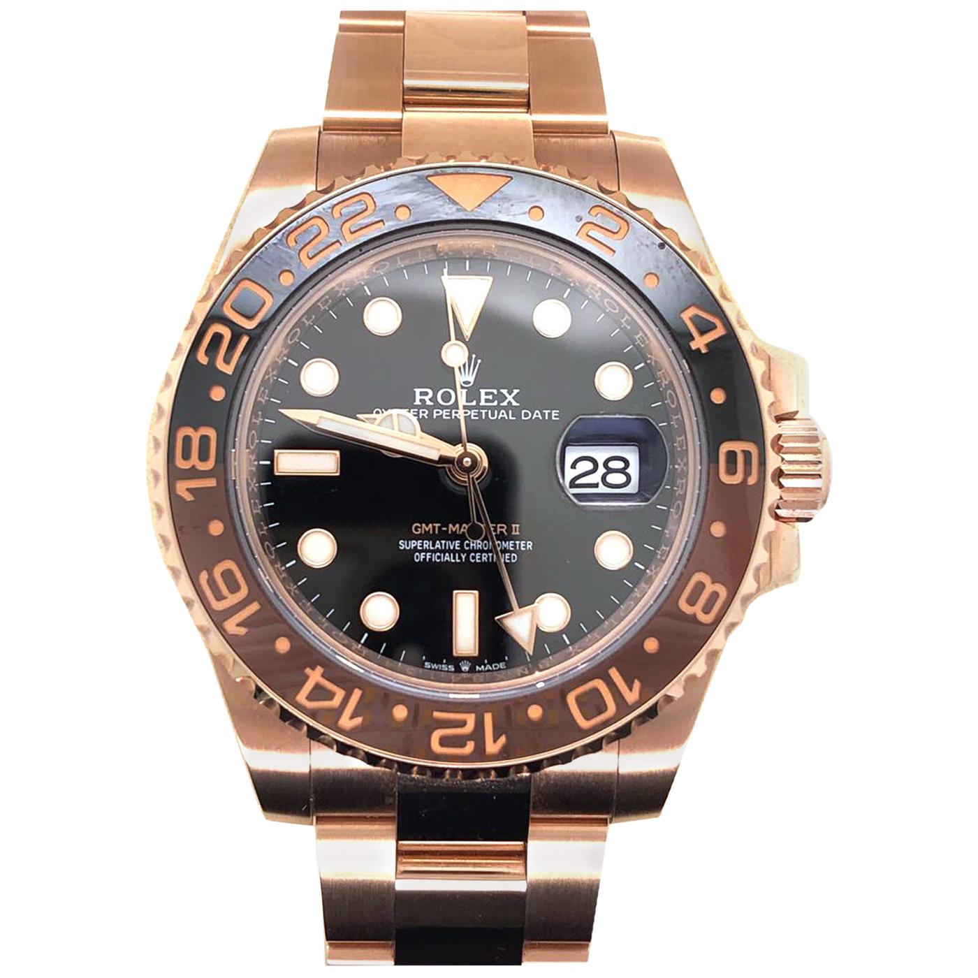 Rolex GMT-Master II Rootbeer 18 Karat Rose Gold and Ceramic Bezel 126715CHNR