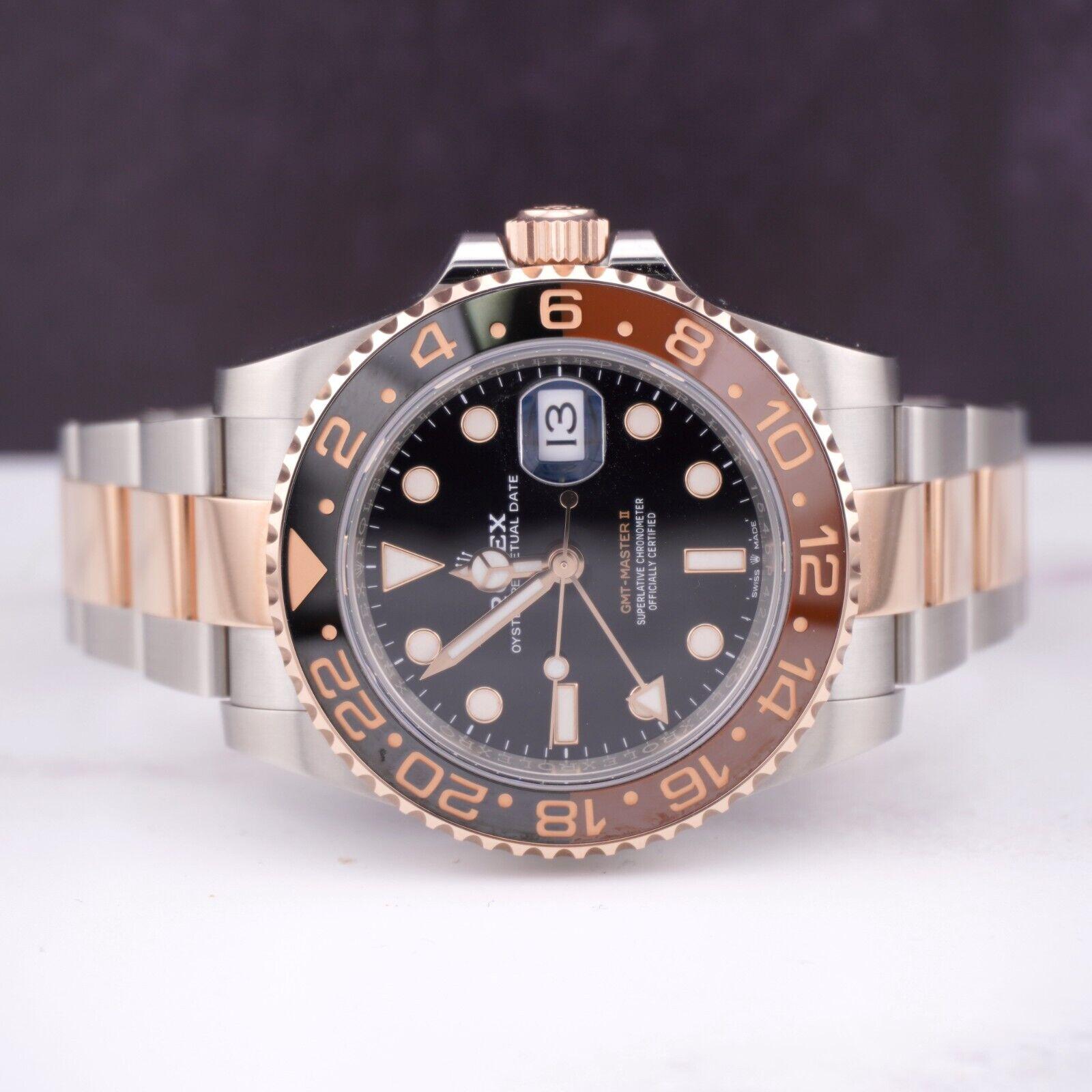 Rolex GMT Master II Root Beer 40mm Watch. A Pre-owned watch w/ Original Box and 2020 Card. Watch is 100% Authentic and Comes with Authenticity Card. Watch Reference is 126711 and is in Excellent Condition (See Pictures). The dial color is Black,