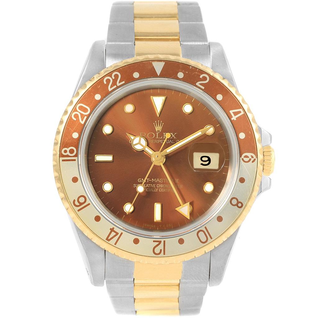 Rolex GMT Master II Rootbeer Yellow Gold Steel Men's Watch 16713 4