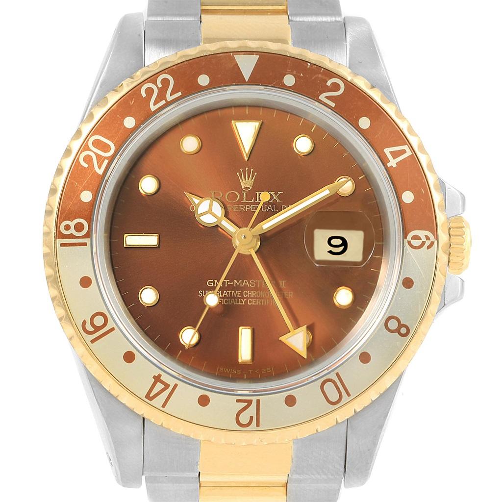 Rolex GMT Master II Rootbeer Yellow Gold Steel Men's Watch 16713 5