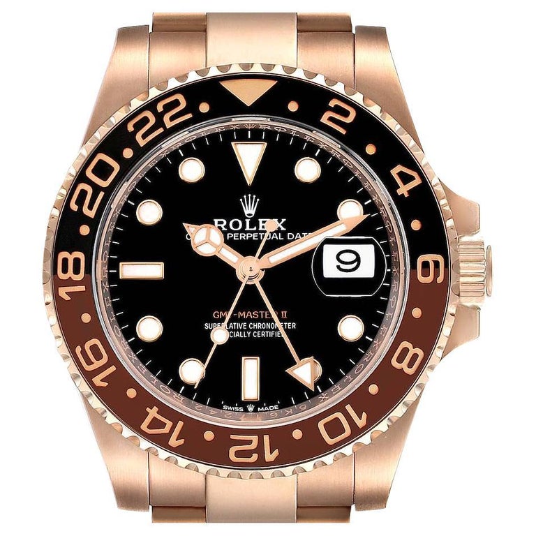 Rolex GMT Master II Rose Gold Mens Watch 126715 Box Card For Sale at 1stDibs