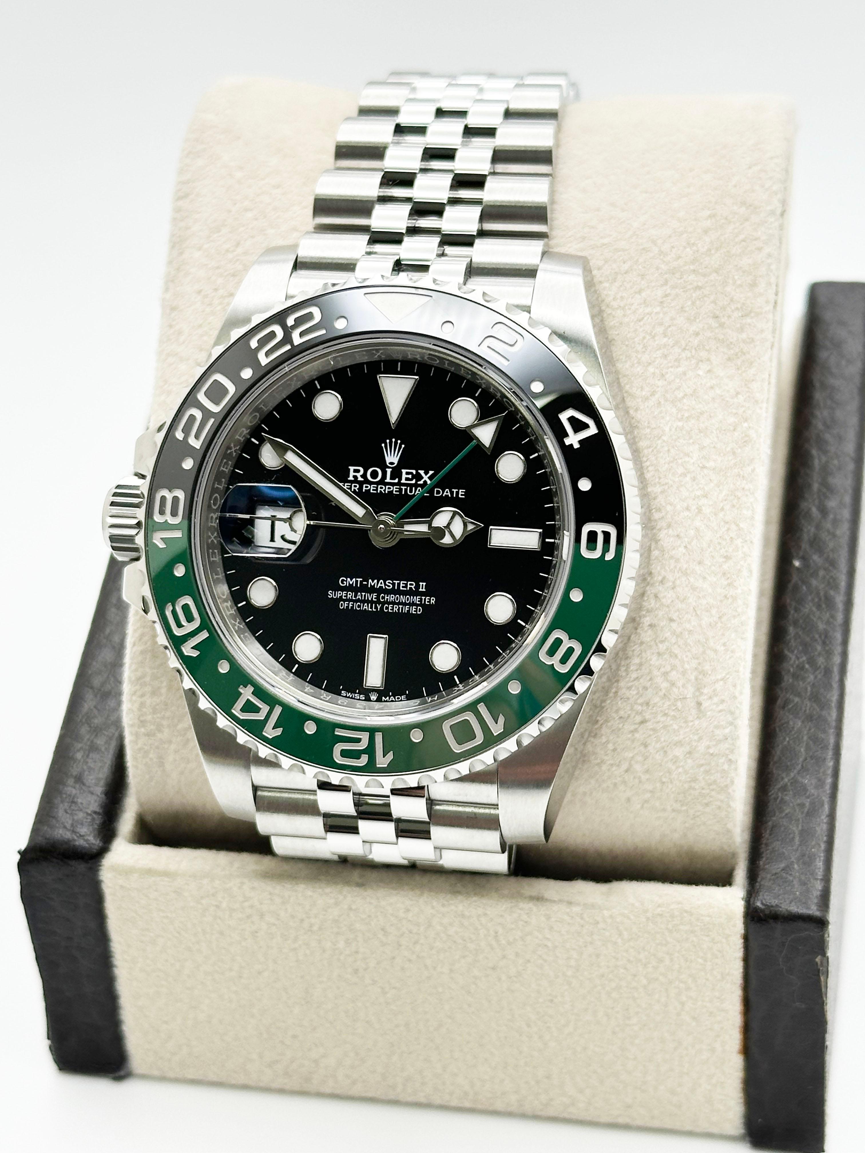 Rolex GMT Master II Sprite 126720VTNR Green Black Jubilee Stainless Box Paper en venta 1