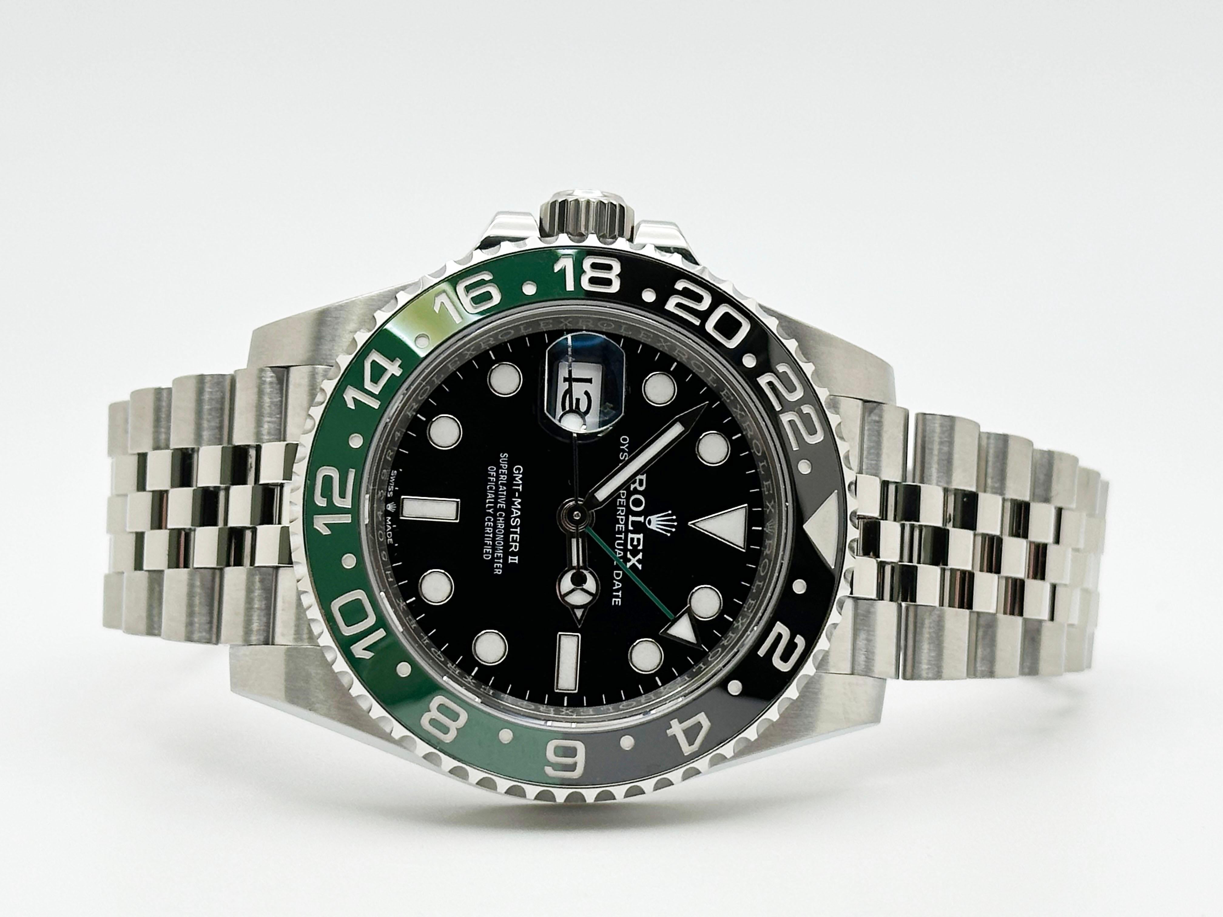 Rolex GMT Master II Sprite 126720VTNR Green Black Jubilee Stainless Box Paper en venta 5