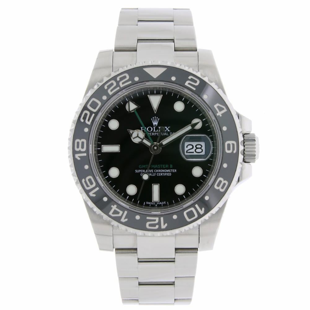 Rolex GMT Master II Stainless Steel Black Ceramic Bezel Watch 116710LN For Sale