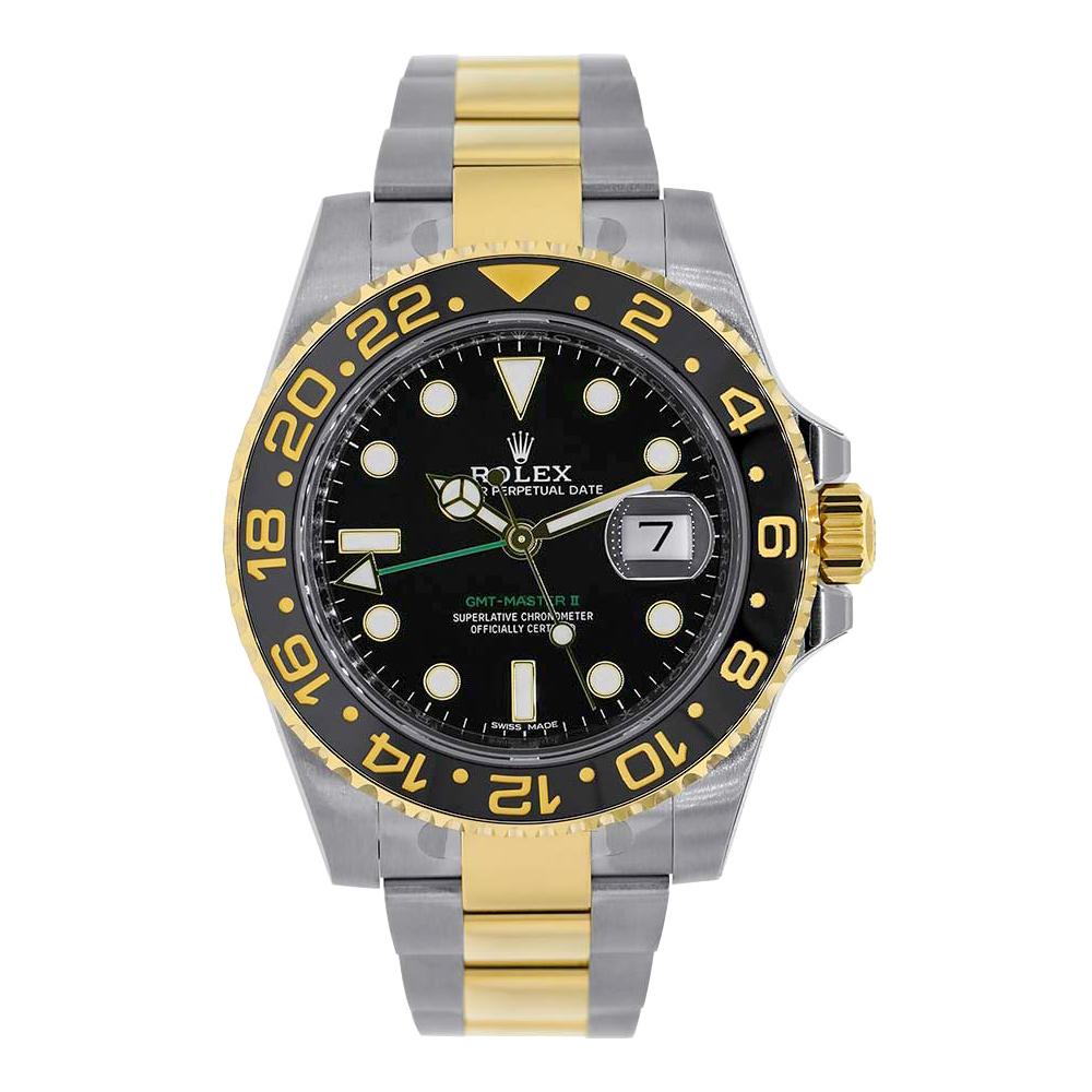 Rolex GMT Master II Stainless Steel and 18 Karat Yellow Gold Watch 116713LN