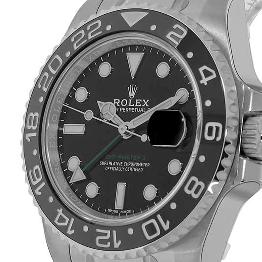Modern Rolex GMT Master II Stainless Steel Black Ceramic Bezel Watch 116710LN For Sale