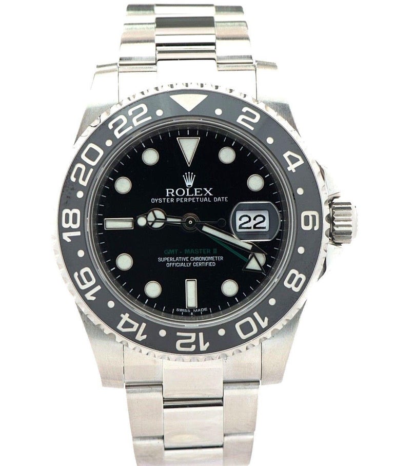 Rolex GMT Master II Stainless Steel Black Ceramic Bezel Watch 116710LN ...