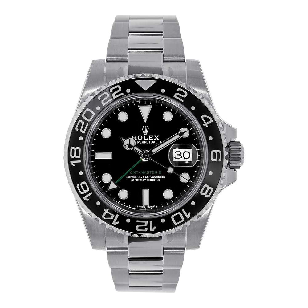 Rolex GMT Master II Stainless Steel Black Ceramic Bezel Watch 116710LN For Sale