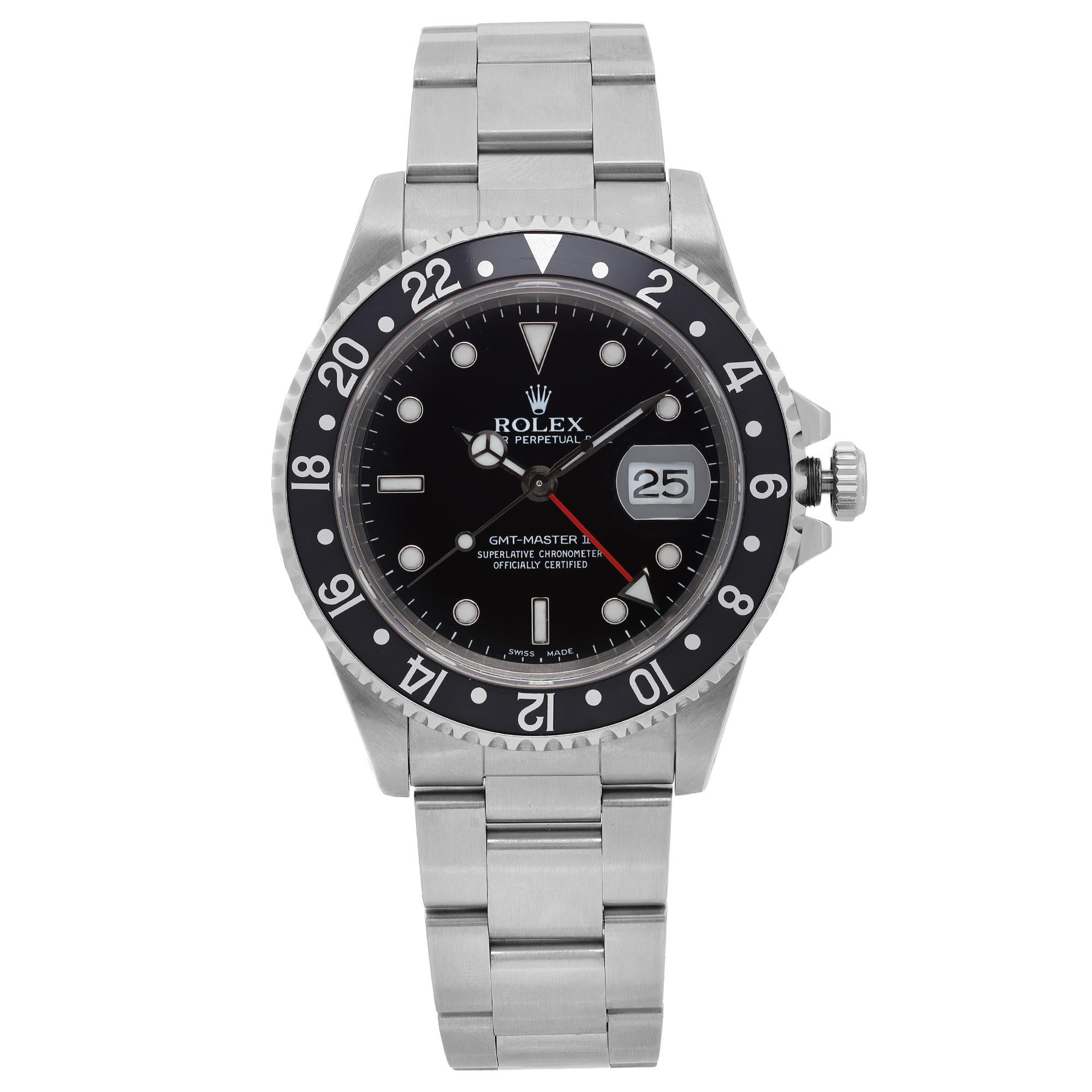 Rolex GMT-Master II Stainless Steel Black Dial Automatic Men watch 16710 B/P For Sale
