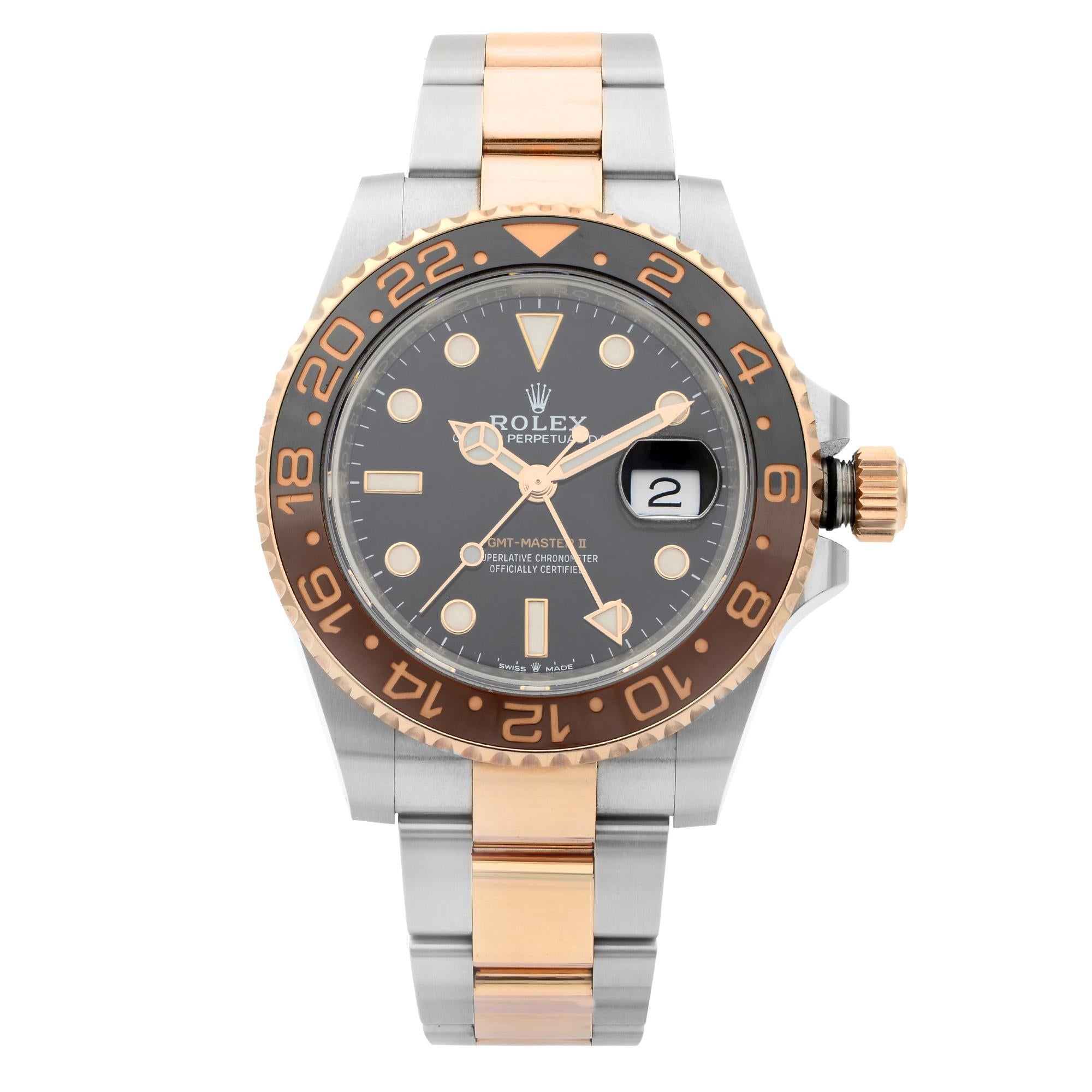 Rolex GMT-Master II Steel 18k Gold Ceramic Root Beer Automatic Watch 126711CHNR For Sale