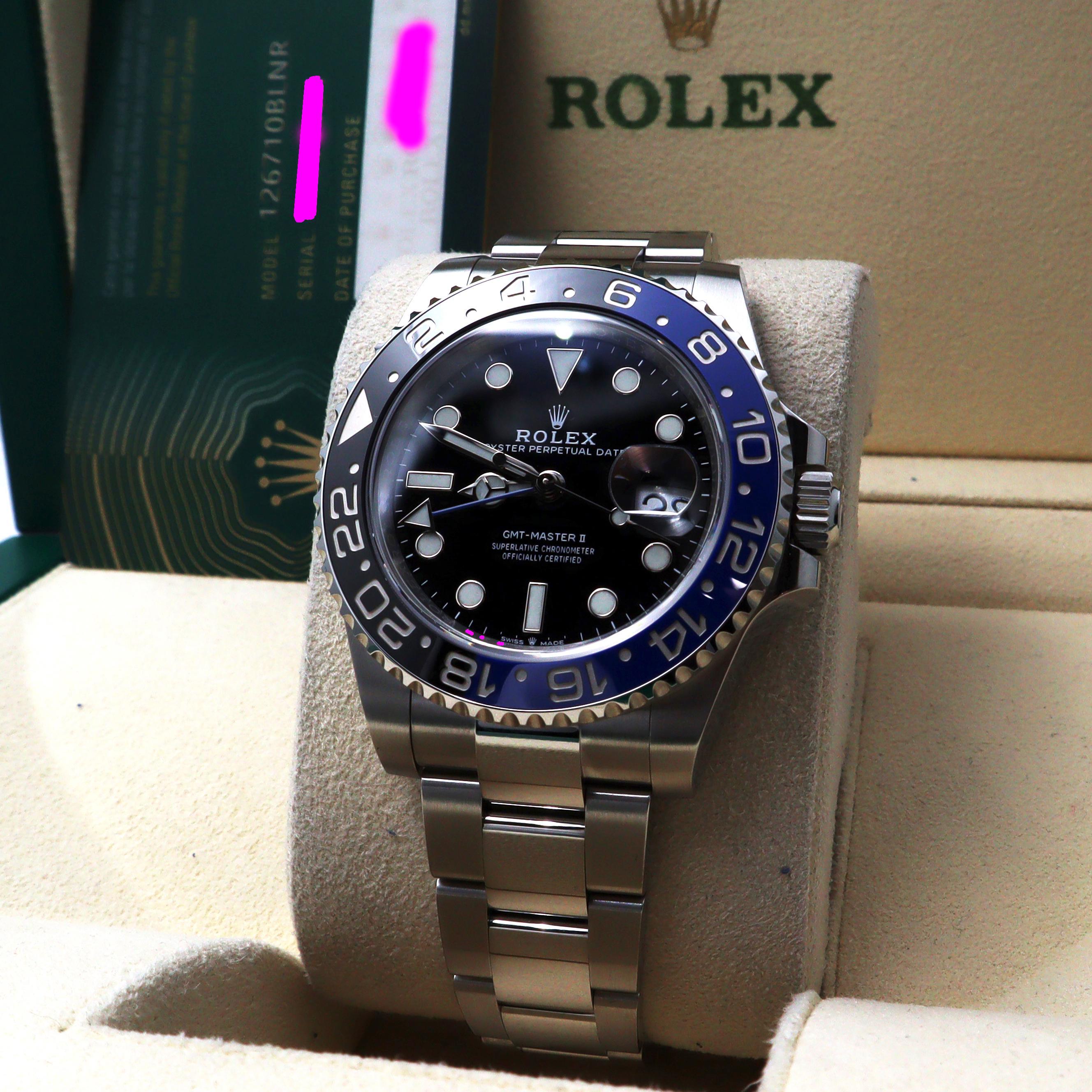 Rolex GMT-Master II Steel Batman Ceramic Mens Watch 116710BLNR In Excellent Condition For Sale In New York, NY
