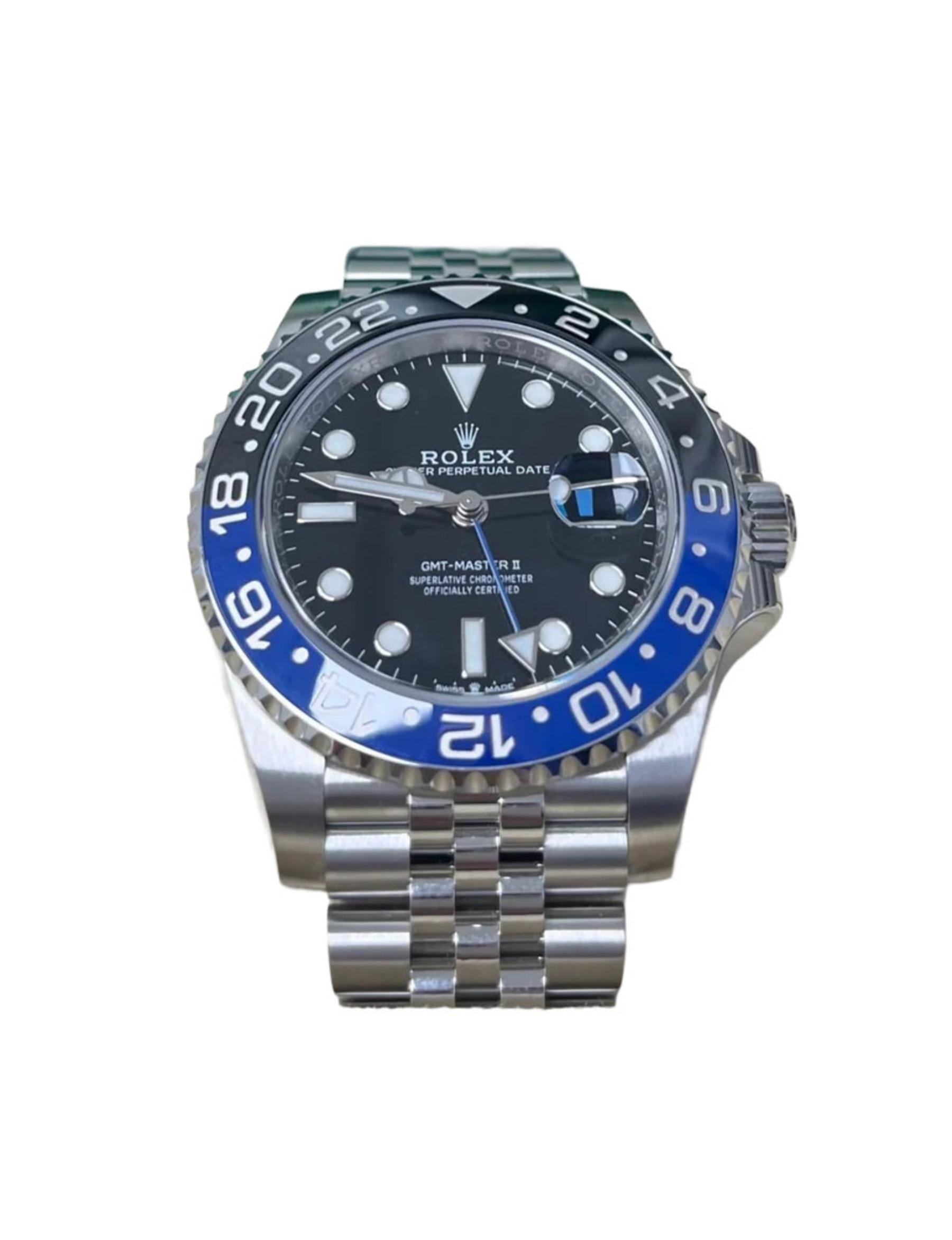 Stile impero Rolex GMT-Master II Acciaio Nero e Blu Cerachrom Jubilee (Ref# 126710BLNR) in vendita