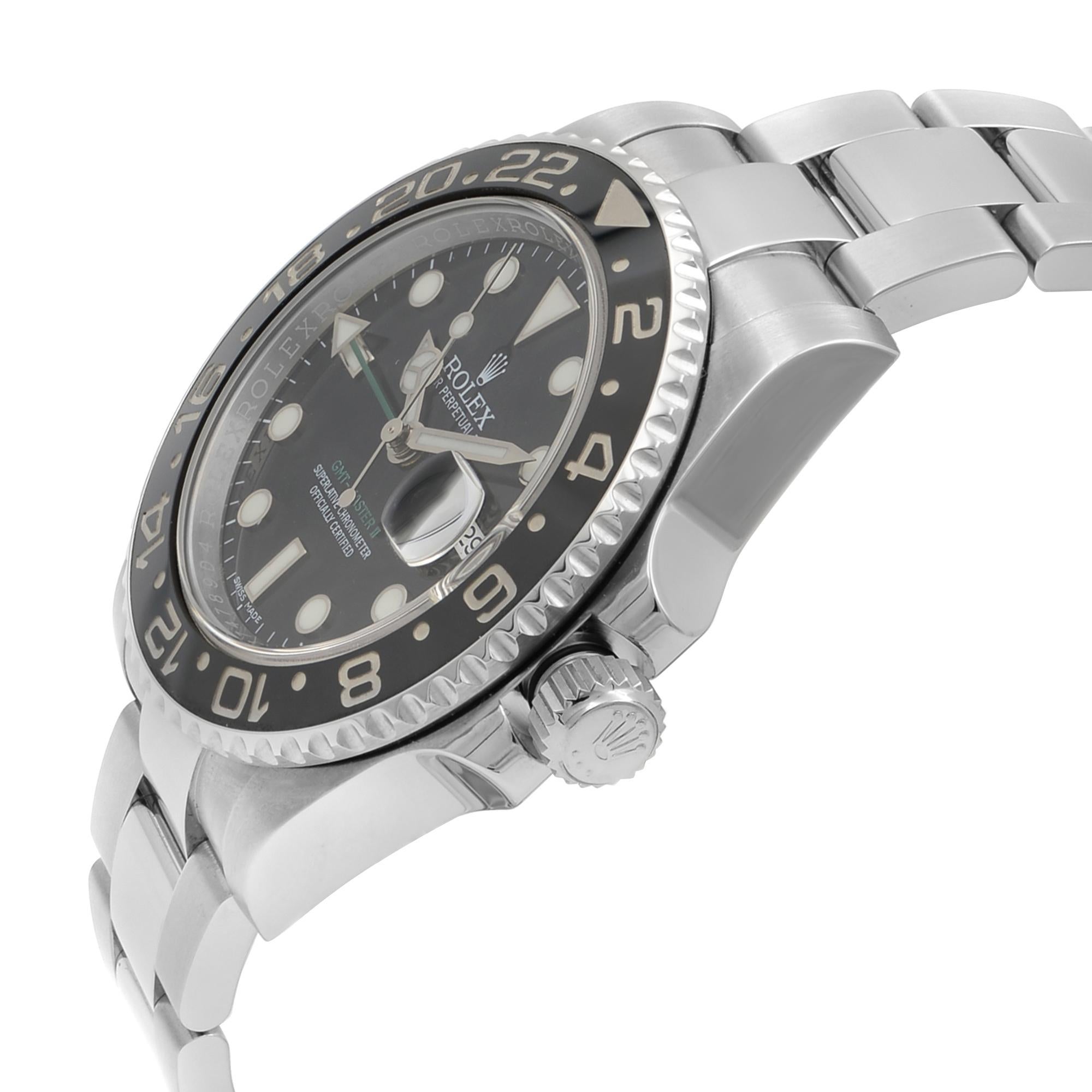 Rolex GMT-Master II Steel Black Dial Green Hand Automatic Men's Watch 116710LN 1