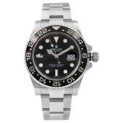 Used Rolex GMT-Master II Steel Black Dial Green Hand Automatic Men's Watch 116710LN