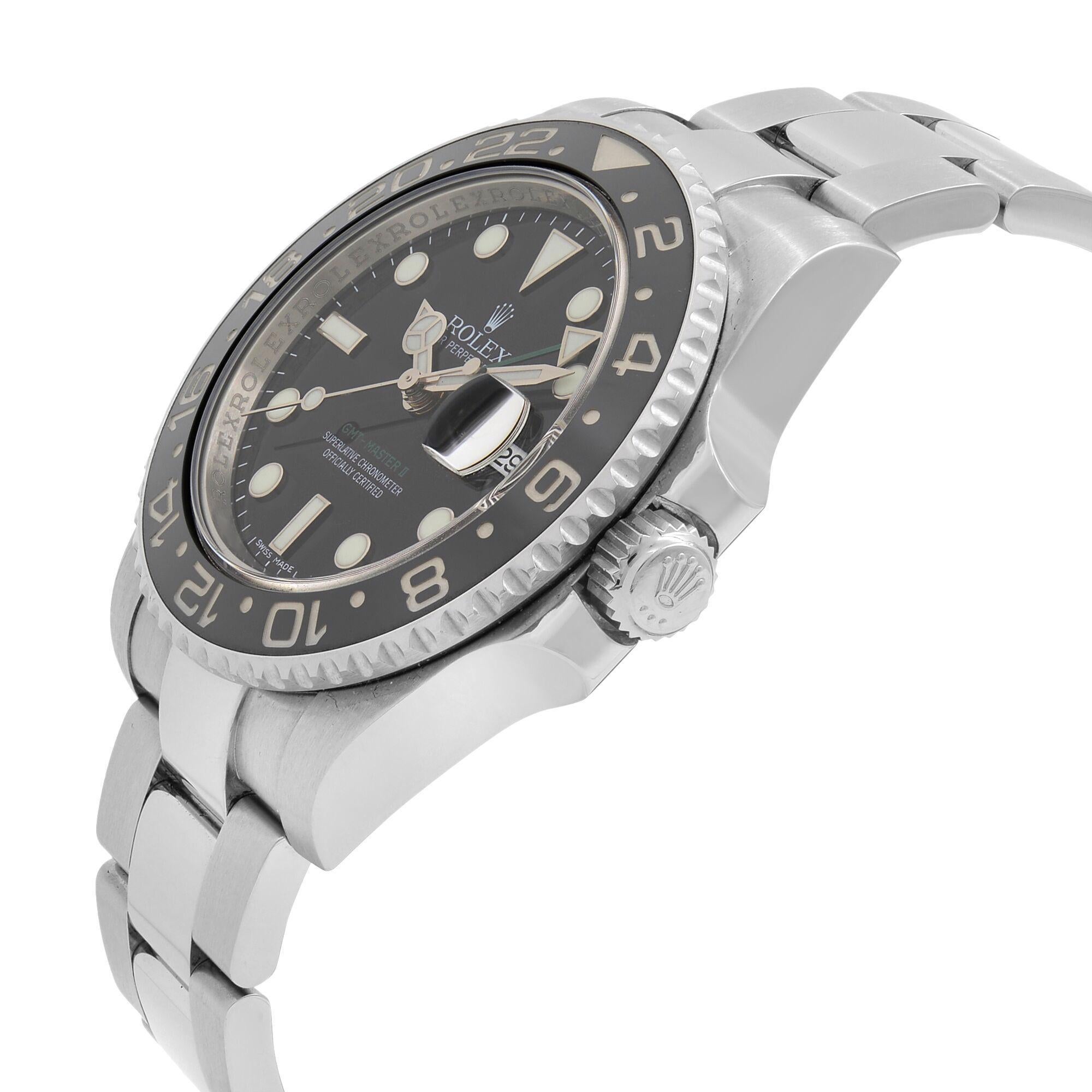 Rolex GMT-Master II Steel Ceramic Black Dial Automatic Mens Watch 116710LN Excellent état - En vente à New York, NY