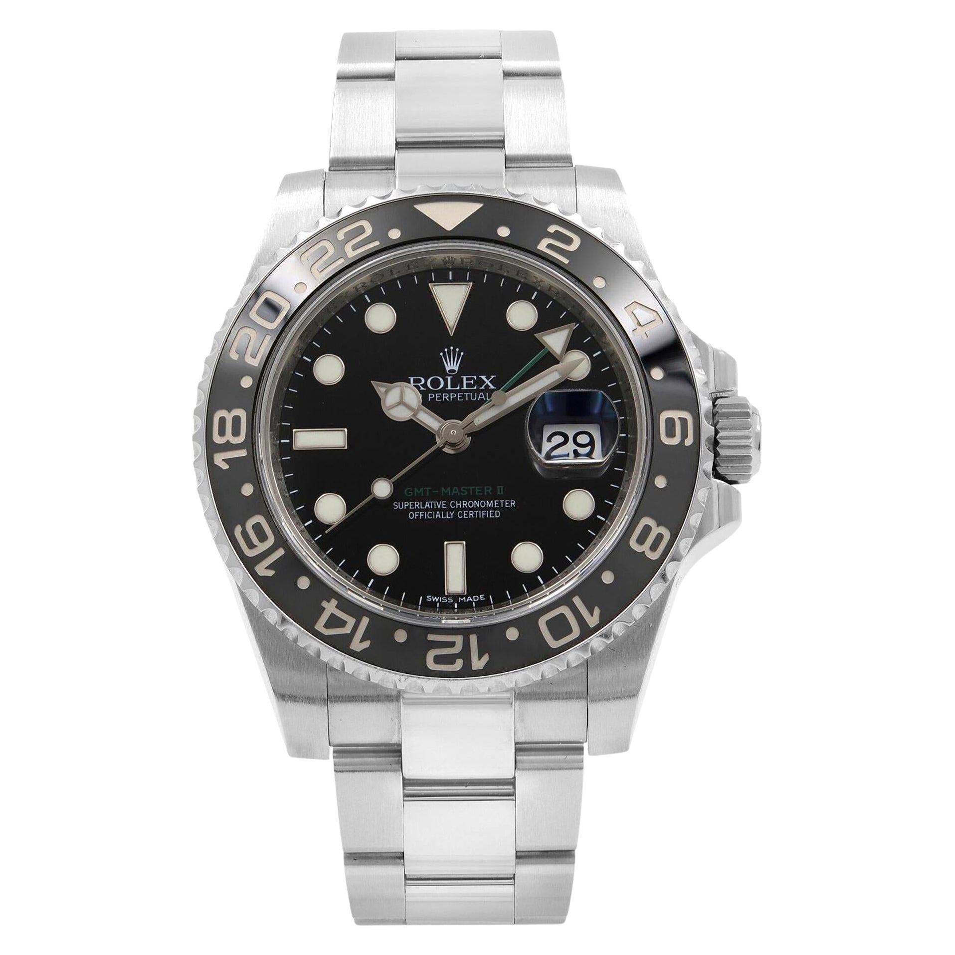 Rolex GMT-Master II Stahl Keramik- Automatik-Herrenuhr mit schwarzem Zifferblatt 116710LN