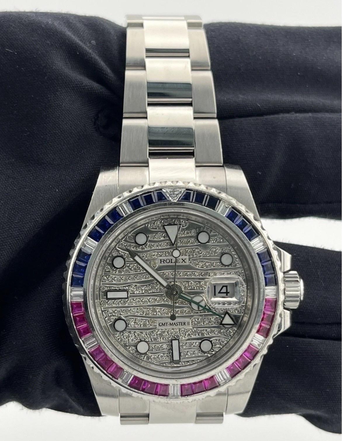 Reloj Rolex GMT-Master II Acero Esfera Diamante Bisel Rubí/Zafiro 40mm 116710 5