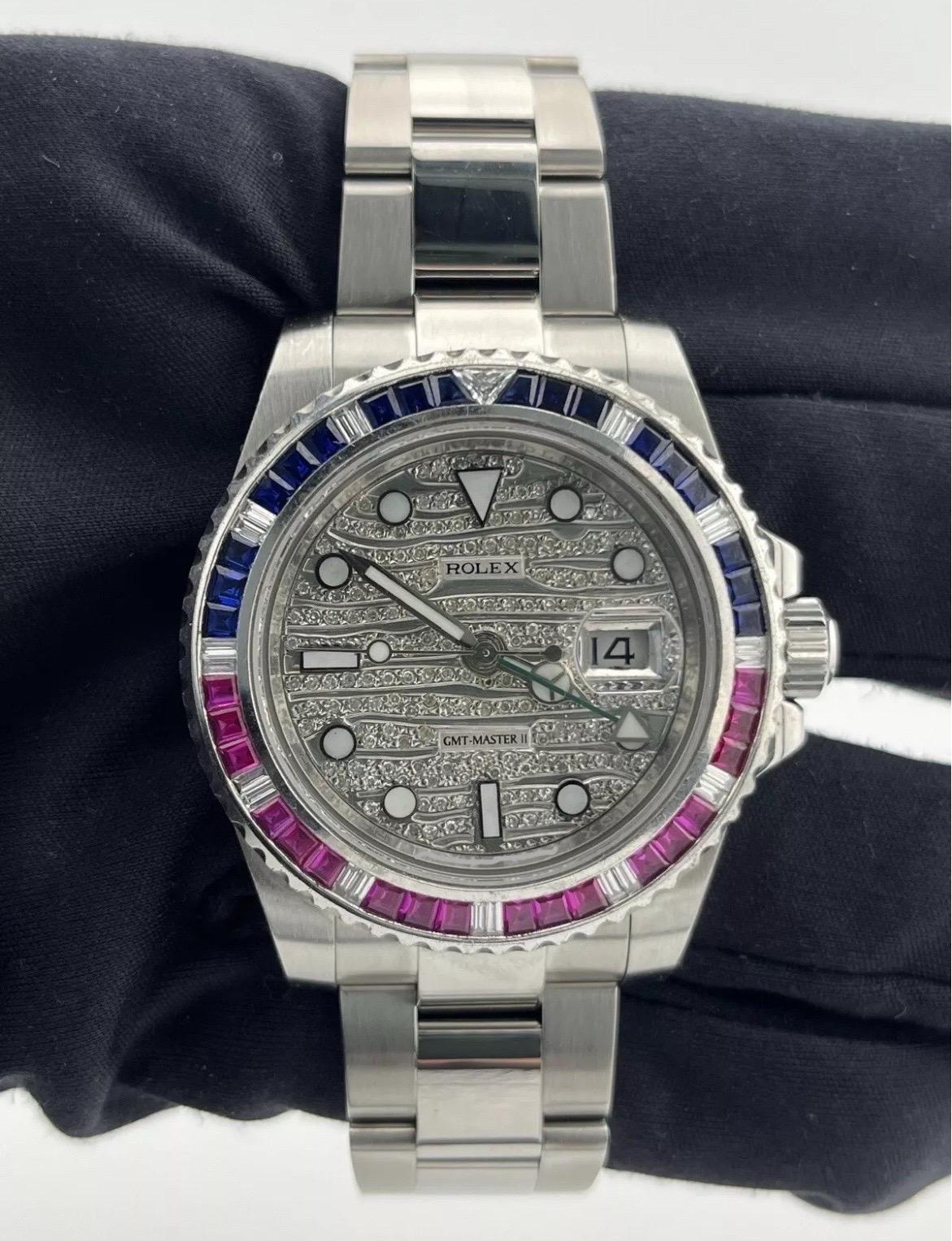 Reloj Rolex GMT-Master II Acero Esfera Diamante Bisel Rubí/Zafiro 40mm 116710 1
