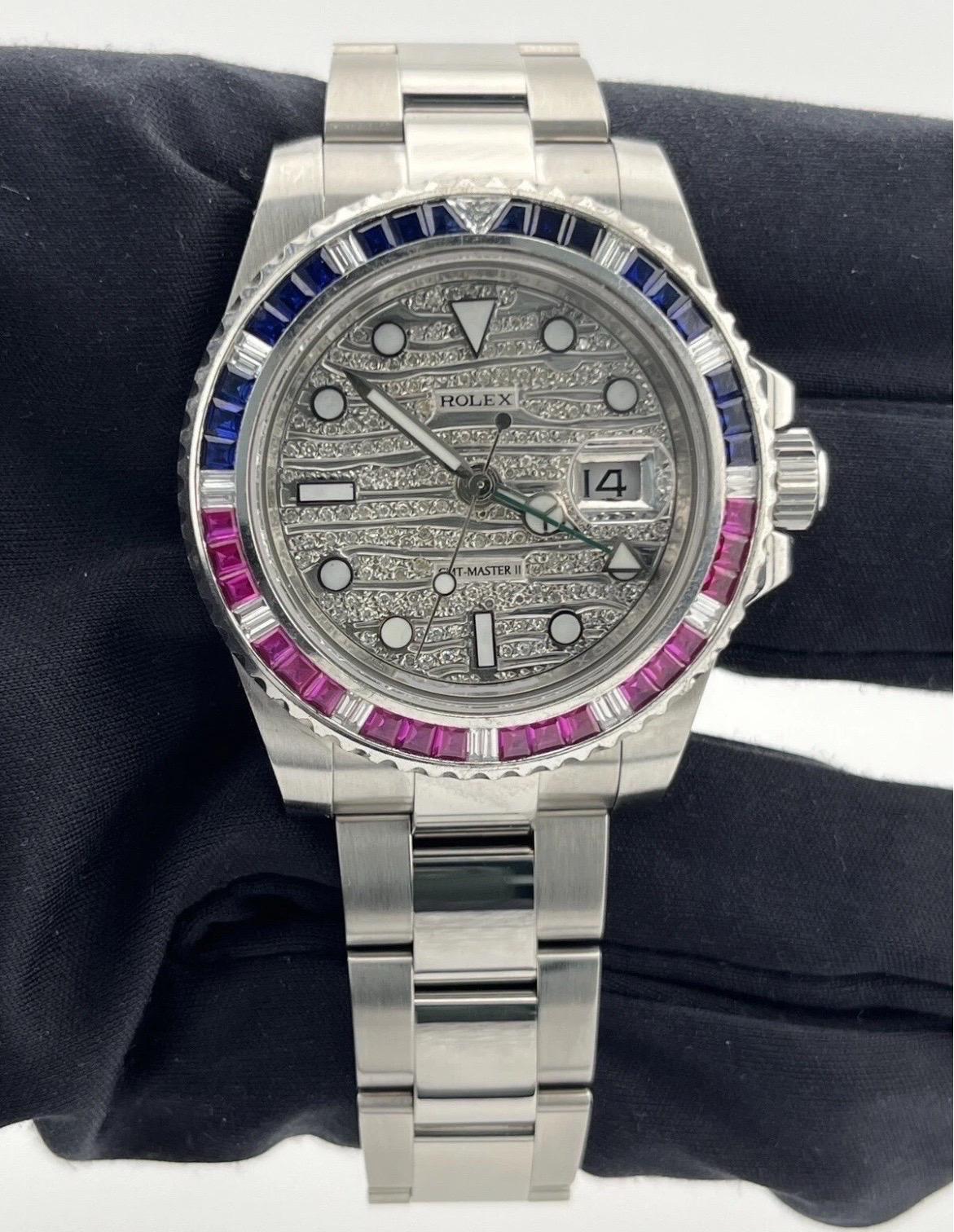 Reloj Rolex GMT-Master II Acero Esfera Diamante Bisel Rubí/Zafiro 40mm 116710 2