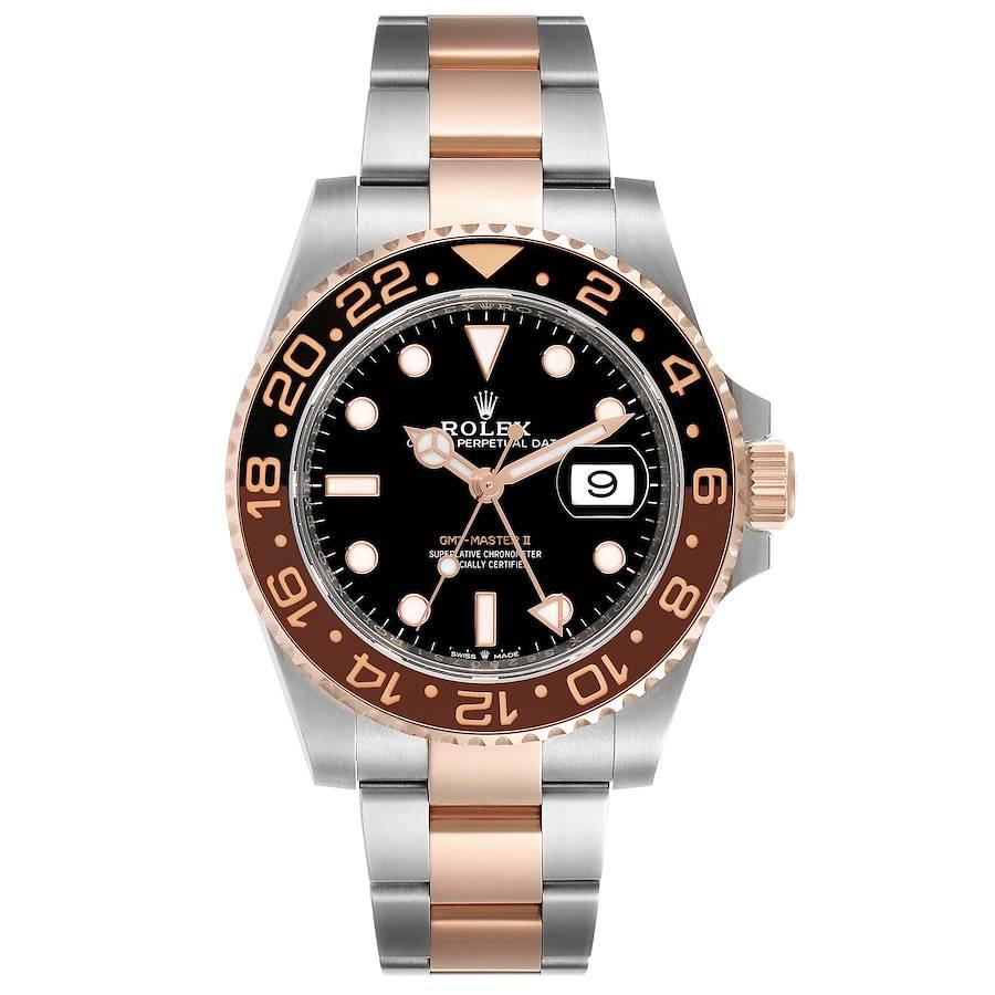 Rolex GMT Master II Steel Everose Gold Mens Watch 126711 Unworn. Officially certified chronometer self-winding movement. Stainless steel and 18K rose gold case 40.0 mm in diameter. Rolex logo on a crown. 18K everose gold bidirectional rotating brown