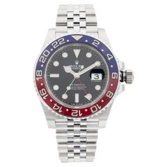 Rolex GMT-Master II Stahl Pepsi-Lünette Schwarzes Zifferblatt Automatik-Herrenuhr 126710BLRO